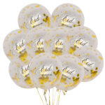 WHITE WITH GOLD TRIM EID MUBARAK BALLOONS (34 PCS)