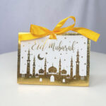 WHITE WITH GOLD EID MUBARAK PAPER BOX (12 PCS) - Image 2