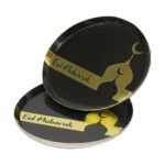 BLACK AND GOLD TRIM EID MUBARAK PLATES
