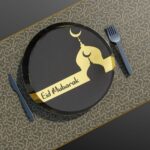 BLACK AND GOLD TRIM EID MUBARAK PLATES - Image 2