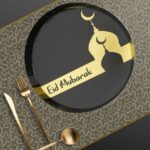 BLACK AND GOLD TRIM EID MUBARAK PLATES - Image 3