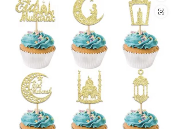 Eid Mubarak Cupcake Toppers (2 sets of 6 pcs each total 12 pcs)
